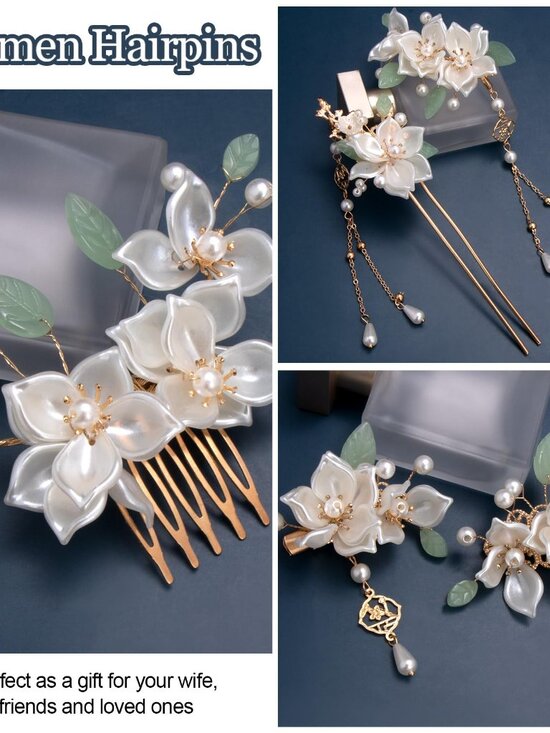 Camellia Flower Hair Pins Set | Vintage Hanfu Bridal Accessories main image 9